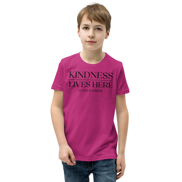 Youth Short Sleeve T-Shirt - KINDNESS LIVES HERE - Black Ink