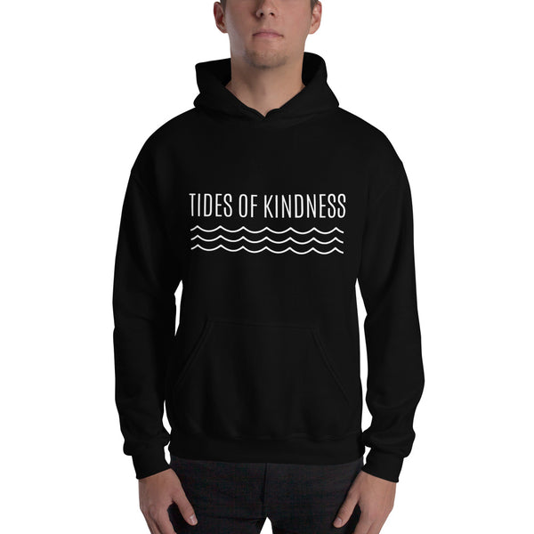 Hoodie Unisex Sweatshirt - TIDES of KINDNESS w/ WAVES - White Ink