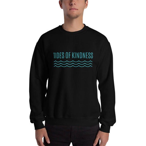 Crewneck Unisex Sweatshirt - TIDES of KINDNESS w/ WAVES - Teal Ink