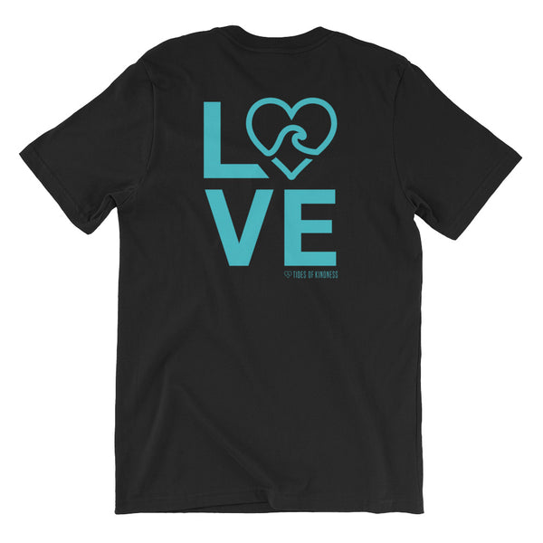 Short-Sleeve Unisex T-Shirt - LOVE / Back - Teal Ink