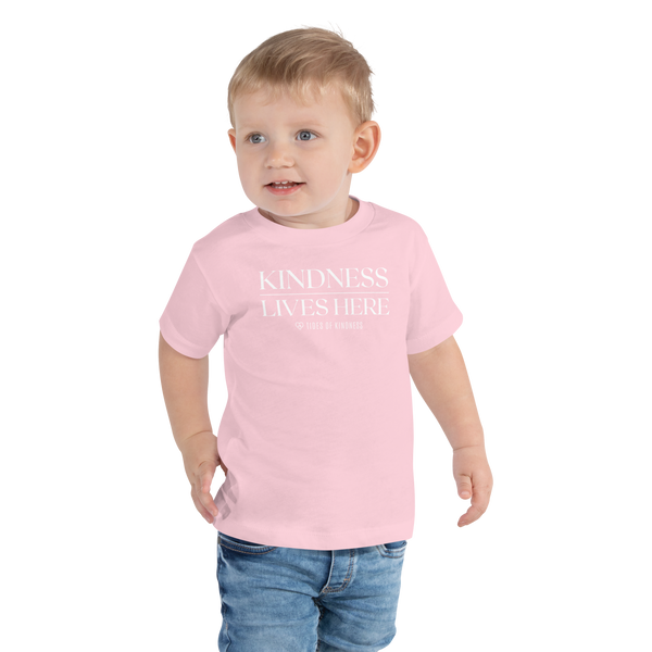 Toddler Tee - KINDNESS LIVES HERE - White Ink