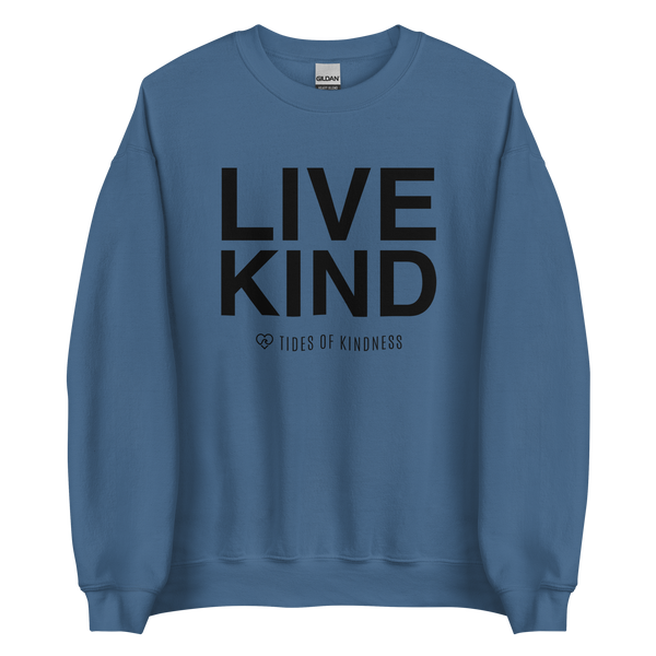 Crewneck Unisex Sweatshirt - LIVE KIND - Black Ink