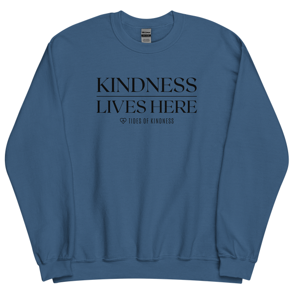 Crewneck Unisex Sweatshirt - KINDNESS LIVES HERE - Black Ink