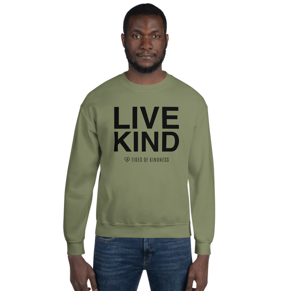 Crewneck Unisex Sweatshirt - LIVE KIND - Black Ink