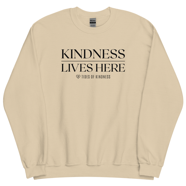 Crewneck Unisex Sweatshirt - KINDNESS LIVES HERE - Black Ink
