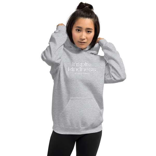 Hoodie Unisex Sweatshirt - INSPIRE KINDNESS - White Ink