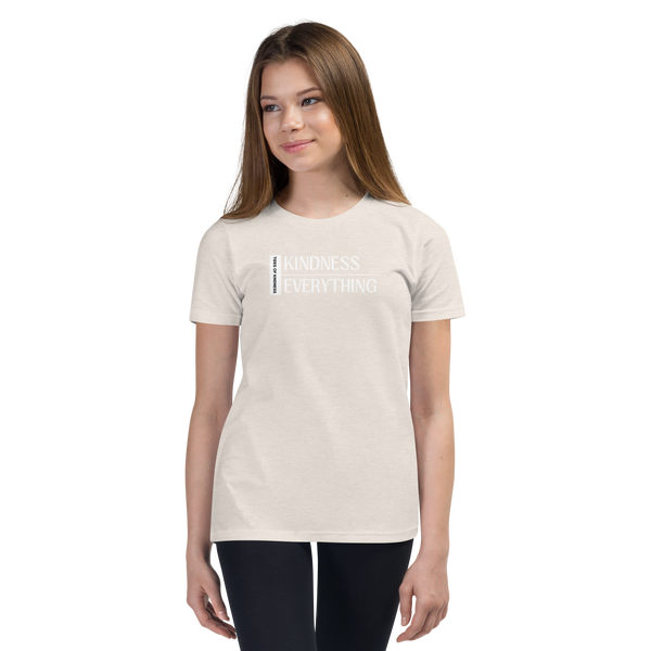 Youth Short Sleeve t-Shirt - KINDNESS OVER EVERYTHING - White Ink
