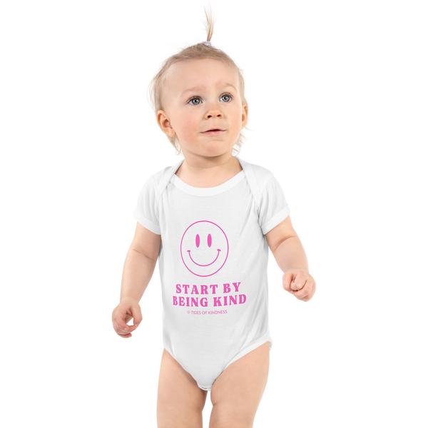 Infant Bodysuit - START BY BEING KIND - Pink Ink