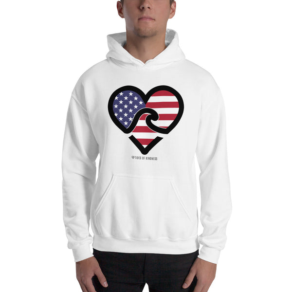 Hoodie Unisex Sweatshirt - AMERICAN FLAG - Black Ink