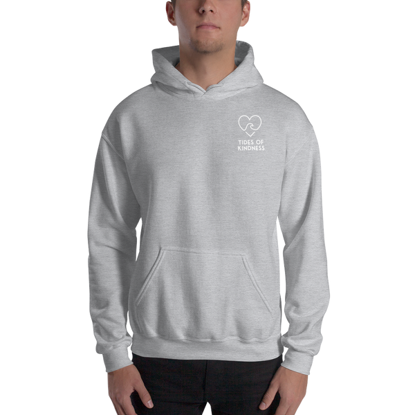 Hoodie Unisex Sweatshirt - 2 Sides - KiNDNESS IS CONTAGIOUS / Back - Logo/Front - White Ink