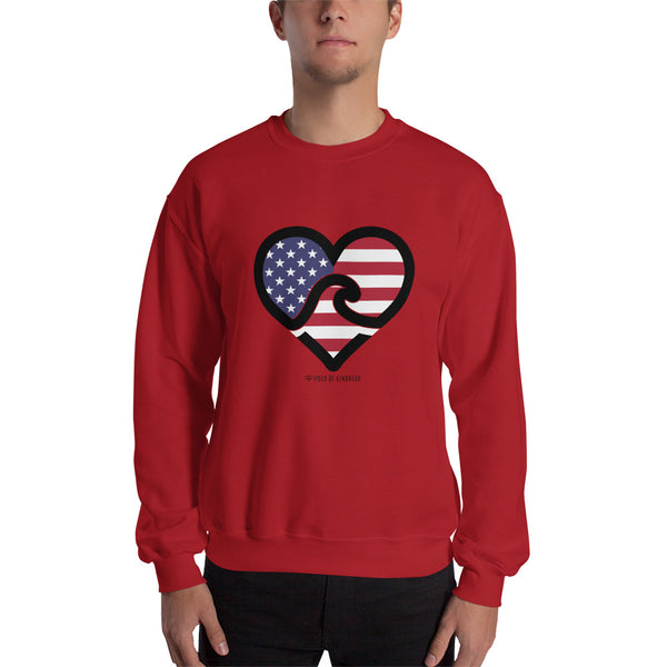 Crewneck Unisex Sweatshirt - AMERICAN FLAG - Black Ink
