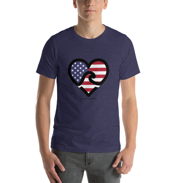 Short-Sleeve Unisex T-Shirt - AMERICAN FLAG - Black Ink