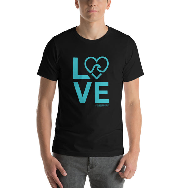 Short-Sleeve Unisex T-Shirt - LOVE / Front - Teal Ink