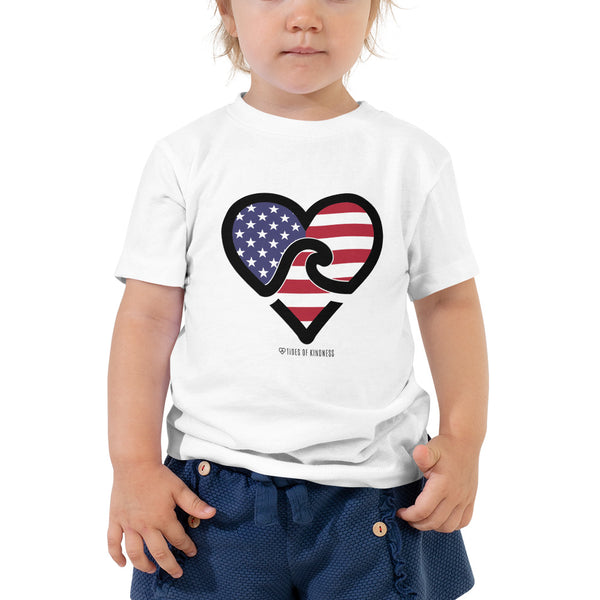 Toddler Tee - AMERICAN FLAG - Black Ink