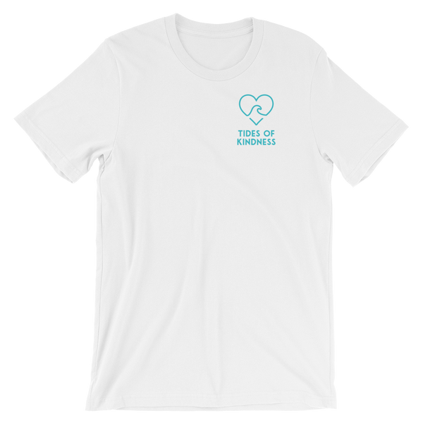 Short-Sleeve Unisex T-Shirt - 2 Sides - CULTIVATE KINDNESS / Back – Logo/Front – Teal Ink