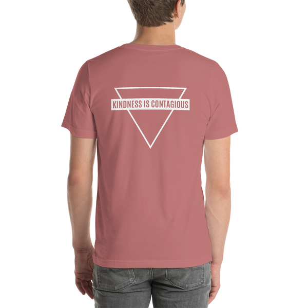 Short-Sleeve Unisex T-Shirt - 2 Sides - KINDNESS IS CONTAGIOUS / Back - Logo/Front - White Ink