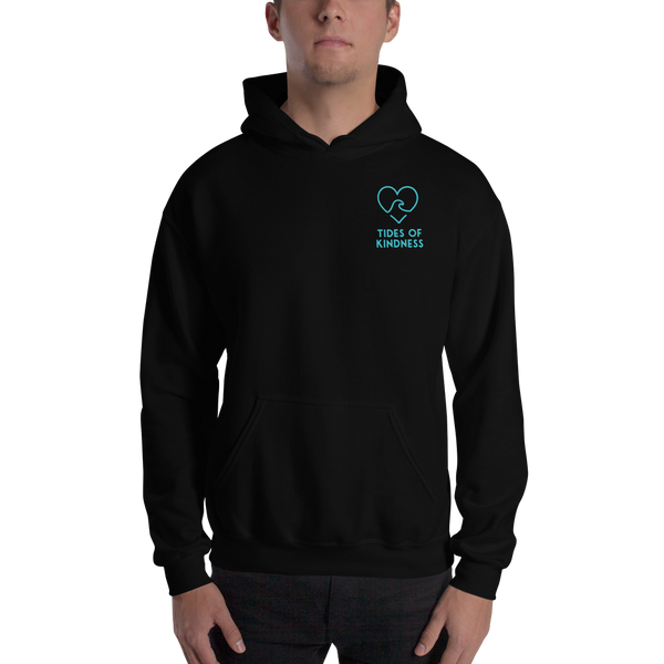 Hoodie Unisex Sweatshirt - 2 Sides - LOVE / Back – Logo/Front – Teal Ink