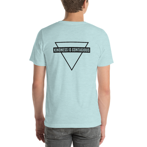 Short-Sleeve Unisex T-Shirt - 2 Sides - KINDNESS IS CONTAGIOUS / Back - Logo/Front - Black Ink