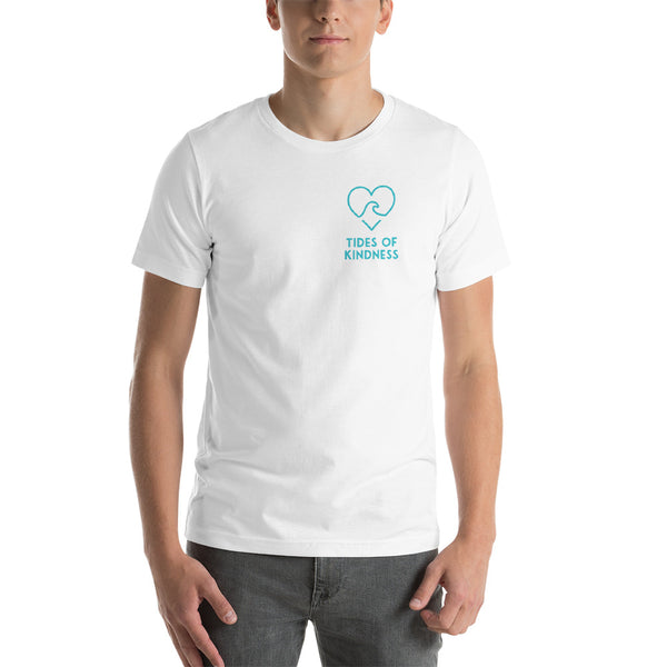 Short-Sleeve Unisex T-Shirt - 2 Sides - LOVE / Back - Logo/Front - Teal Ink
