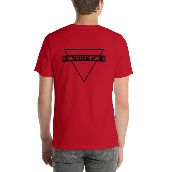 Short-Sleeve Unisex T-Shirt - 2 Sides - KINDNESS IS CONTAGIOUS / Back - Logo/Front - Black Ink