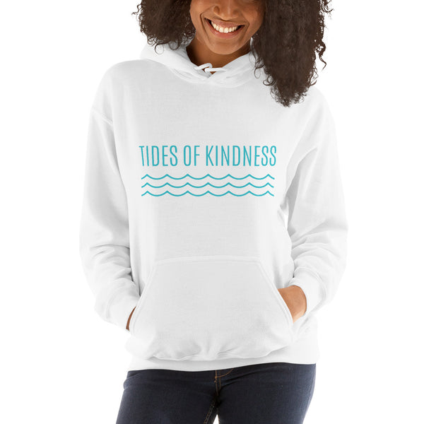 Hoodie Unisex Sweatshirt - TIDES of KINDNESS w/ WAVES - Teal Ink