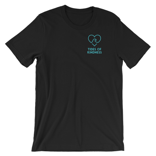 Short-Sleeve Unisex T-Shirt - 2 Sides - CULTIVATE KINDNESS / Back – Logo/Front – Teal Ink