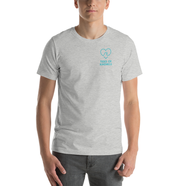 Short-Sleeve Unisex T-Shirt – 2 Sides – COAST 2 COAST KINDNESS / Back – Logo/Front - Teal Ink