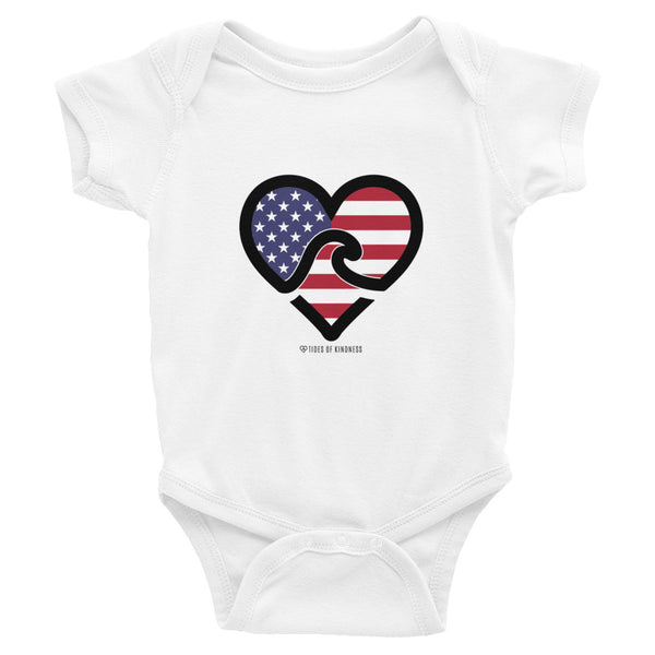 Infant Bodysuit - AMERICAN FLAG - Black Ink