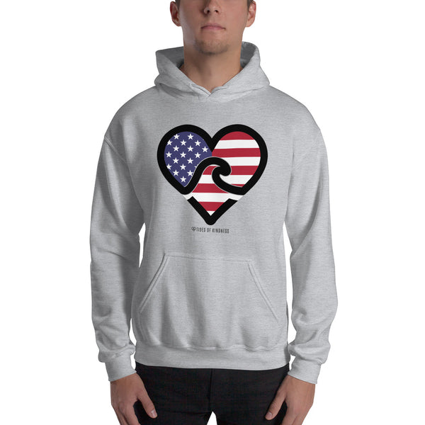 Hoodie Unisex Sweatshirt - AMERICAN FLAG - Black Ink