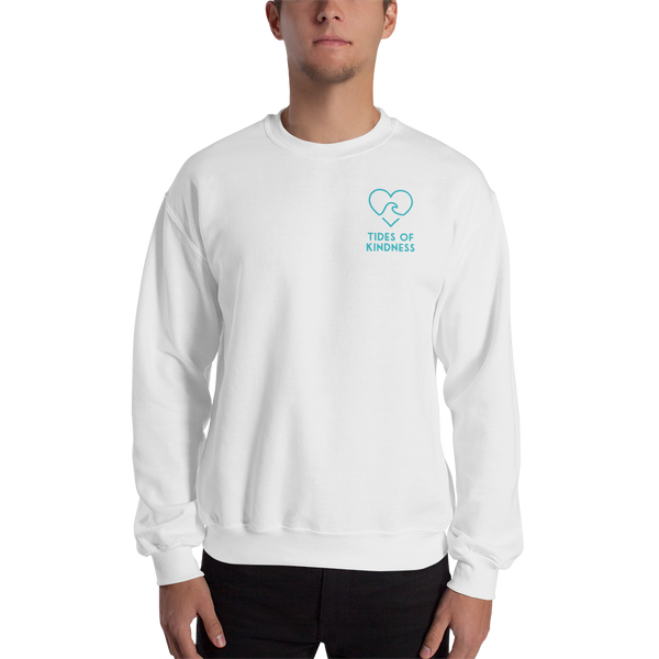 Crewneck Unisex Sweatshirt - 2 Sides - KINDNESS IS CONTAGIOUS / Back - Logo/Front - Teal Ink