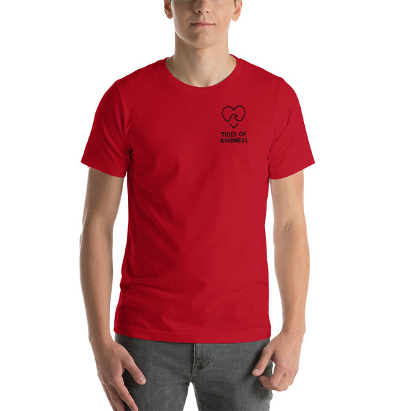 Short-Sleeve Unisex T-Shirt – 2 Sides – COAST 2 COAST KINDNESS / Back – Logo/Front – Black Ink