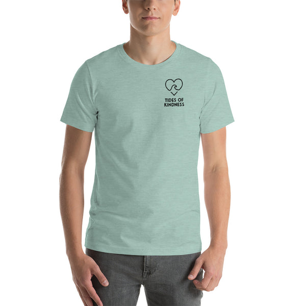 Short-Sleeve Unisex T-Shirt – 2 Sides – COAST 2 COAST KINDNESS / Back – Logo/Front – Black Ink