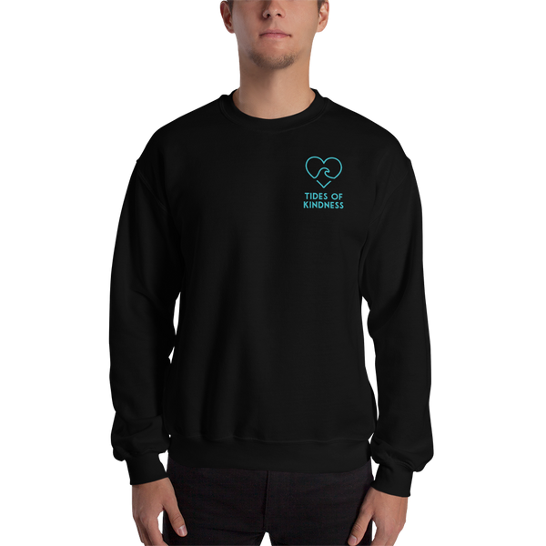 Crewneck Unisex Sweatshirt - 2 Sides - KINDNESS IS CONTAGIOUS / Back - Logo/Front - Teal Ink