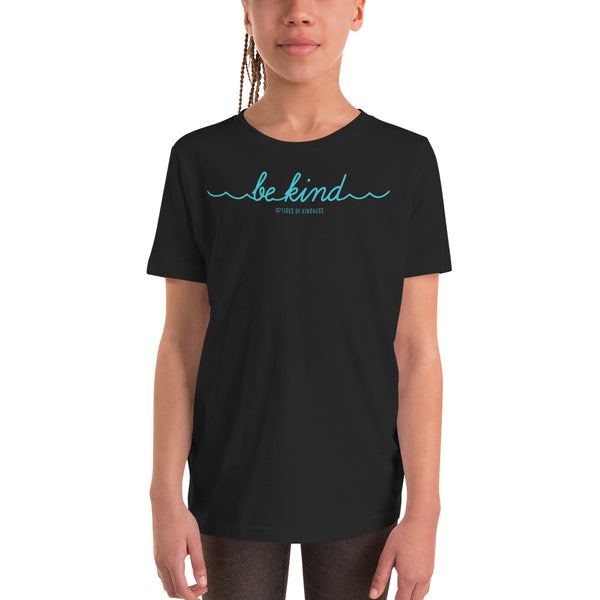 Youth Short-Sleeve T-Shirt - BE KIND - Teal Ink