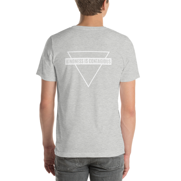 Short-Sleeve Unisex T-Shirt - 2 Sides - KINDNESS IS CONTAGIOUS / Back - Logo/Front - White Ink
