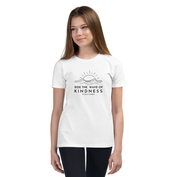 Youth Short-Sleeve T-Shirt - RIDE THE WAVE OF KINDNESS - Black Ink